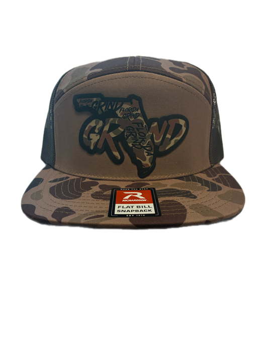 Brown Camo Flat Bill Trucker Hat
